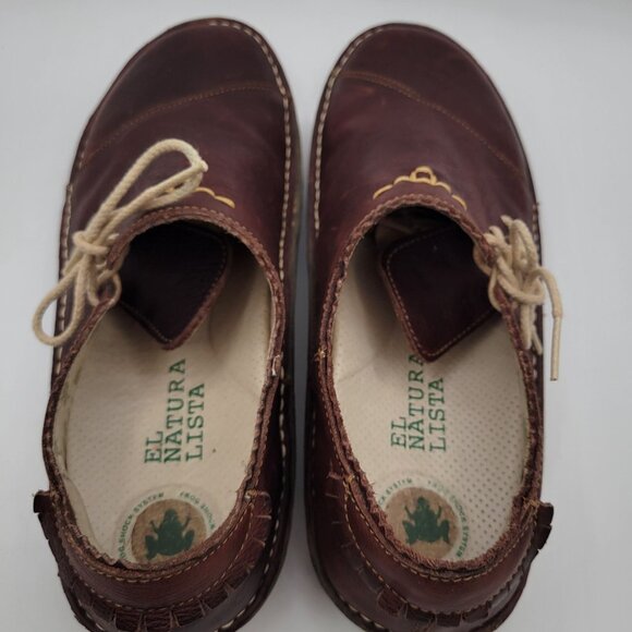 EL NATURALISTA Women's 10 Burgundy Leather Comfort Shoes Unique Quality Spain - Picture 8 of 13